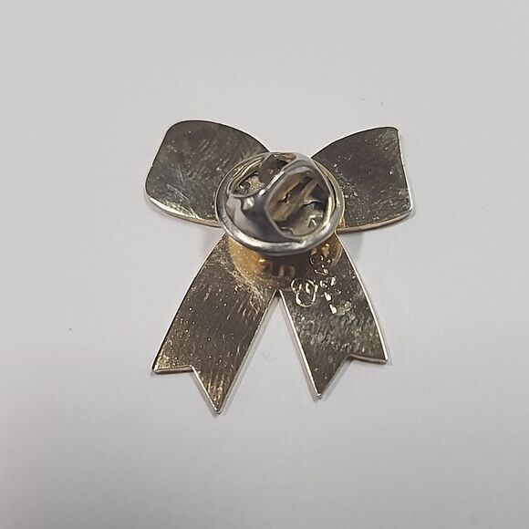 Yellow Ribbon Pin Brooch with Gold Tone Outline - Picture 2 of 2